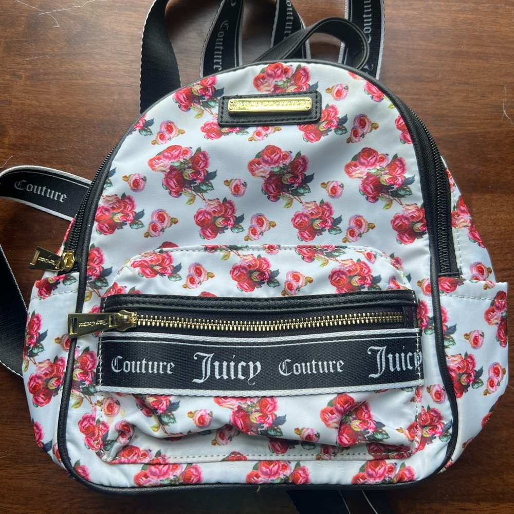 Juicy Couture Rose Print Backpack - White and Red